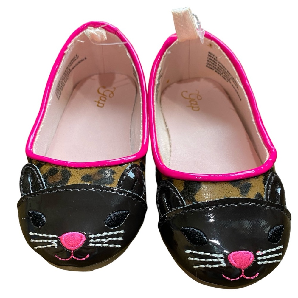 Girls Gap Size 5 Kitty Cat Leopard Print Slip-ons Slippers Ballet Flats NWOT - Picture 2 of 6